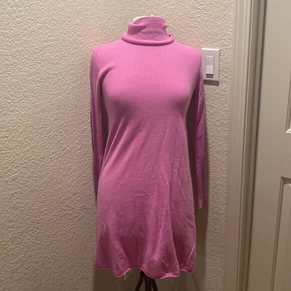 Isaac Mizrahi Women’s Lilac Purple Turtleneck Sweater/Dress Ribbed Cashmere Sz S - Picture 1 of 13